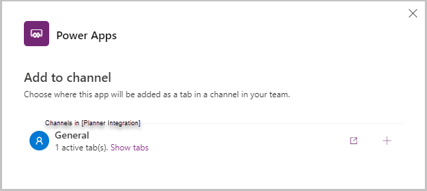 Microsoft Power Apps integration in MS Teams