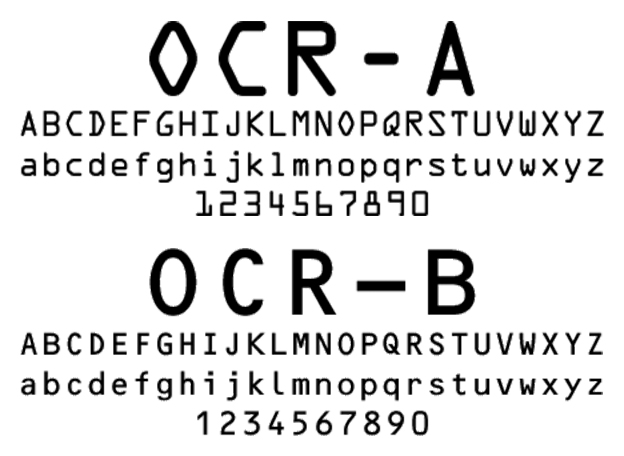 OCR-A and OCR-B by Adrian Frutiger